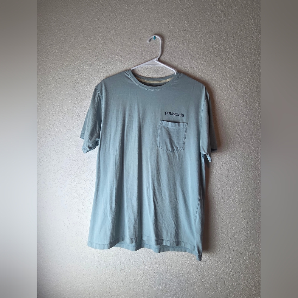 Patagonia Road To Regenerative Men's Sky Blue Short Sleeve Tee Size Medium